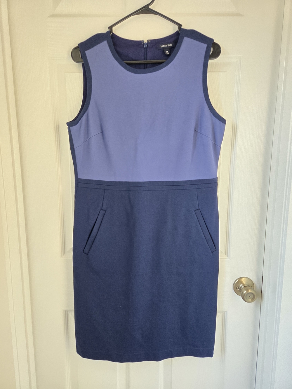 Lands' End Two-Tone Navy and Periwinkle Sheath Dress